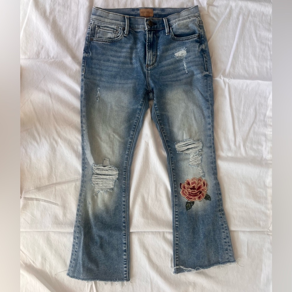 Roxy Driftwood Kick Flare Rmbrpidered Crop Jeans Size 26